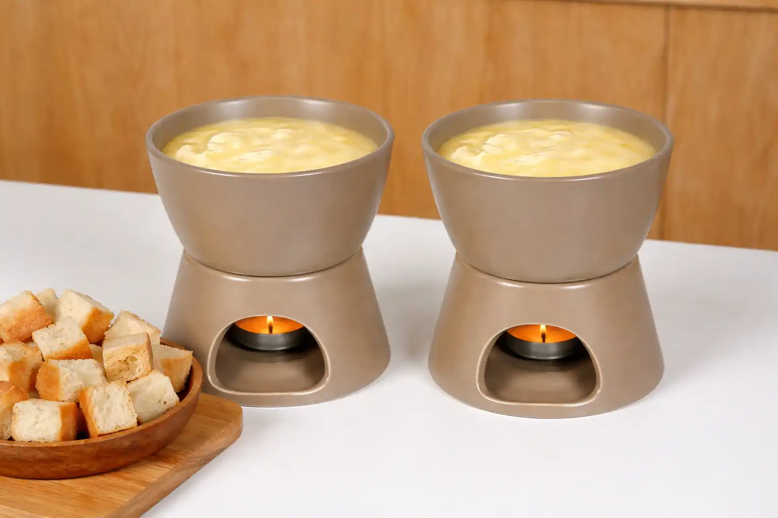 Keramische kaasfonduepannen set