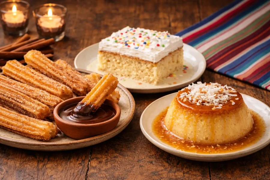 Churros met chocoladesaus en tres leches cake | My Daily Favorite