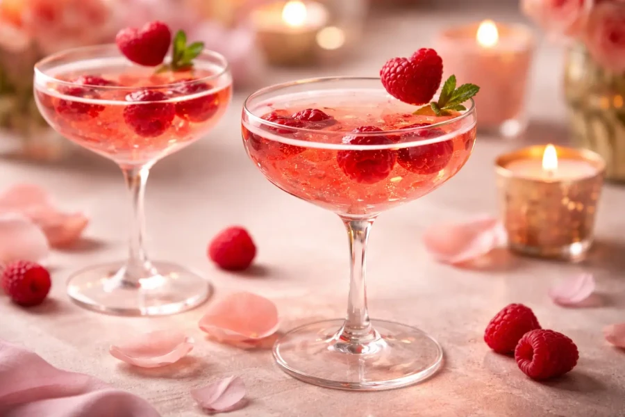 De Raspberry Rosé Champagne Cocktail