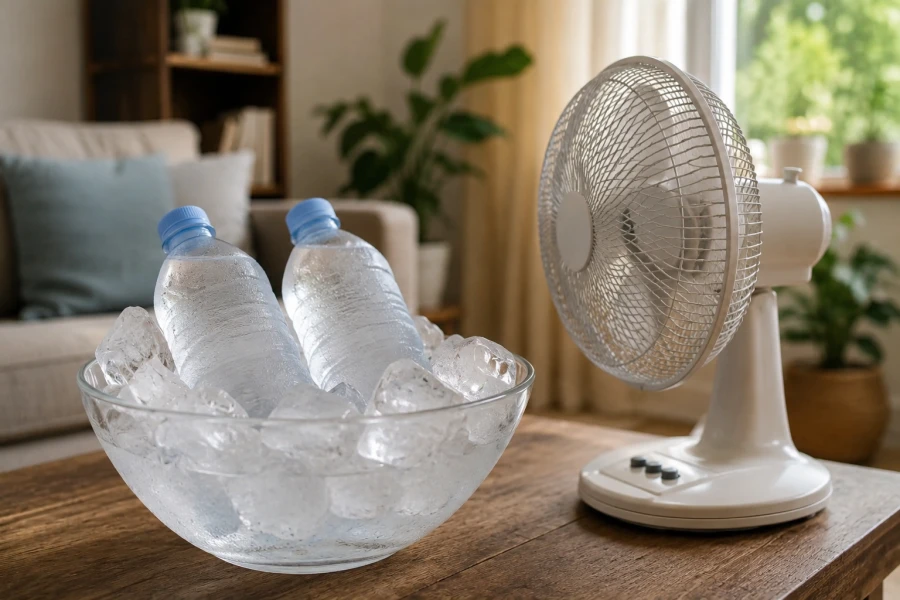 Schaal met ijs voor de ventilator | My Daily Favorite