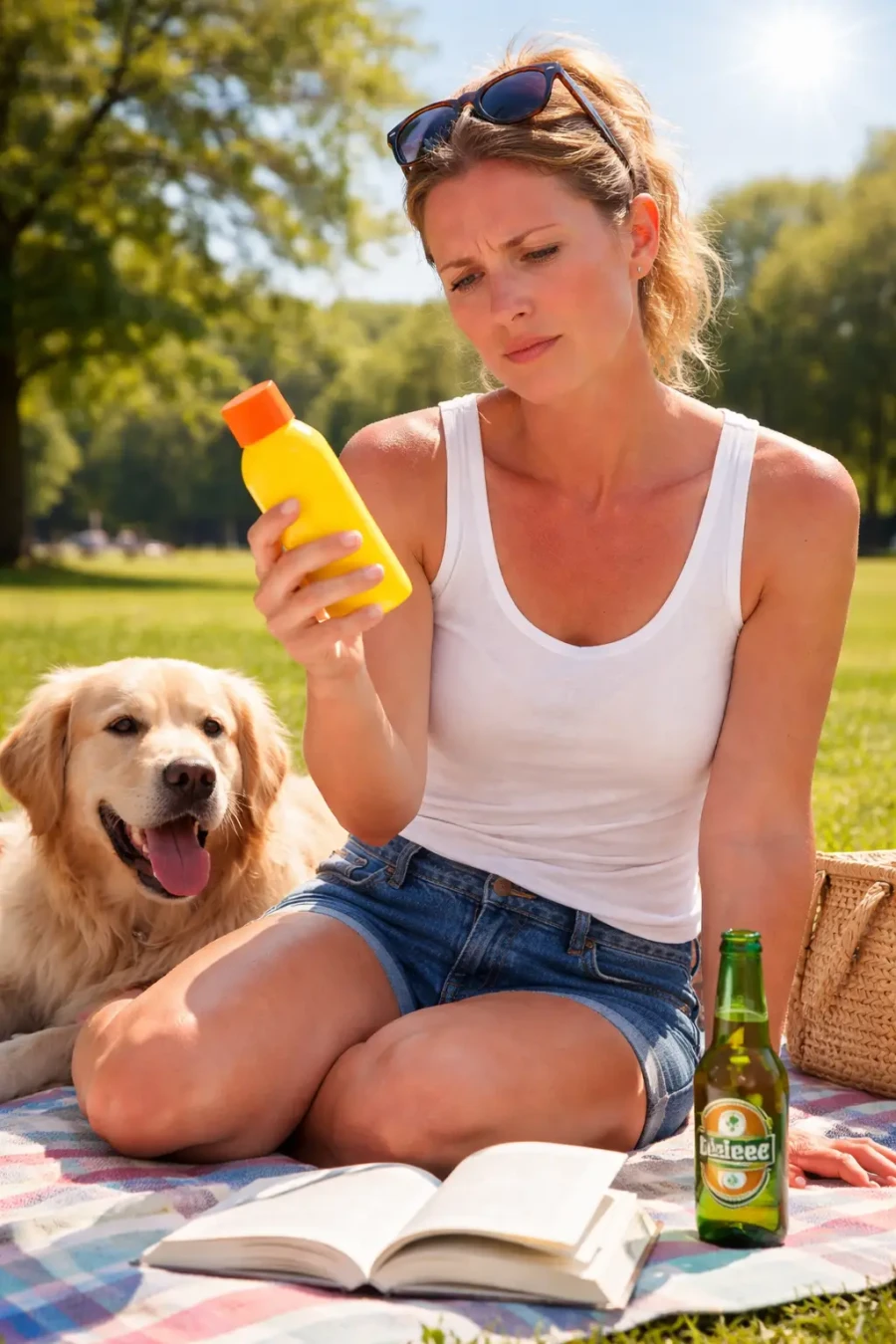 Vrouw twijfelt of ze zich gaat insmeren  My Daily Favorite